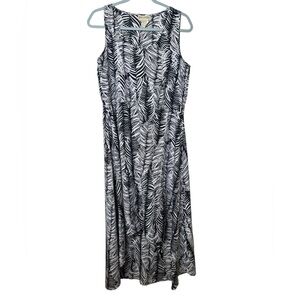 Jack & Jinger Chic Black and White Leaf Print Maxi Dress